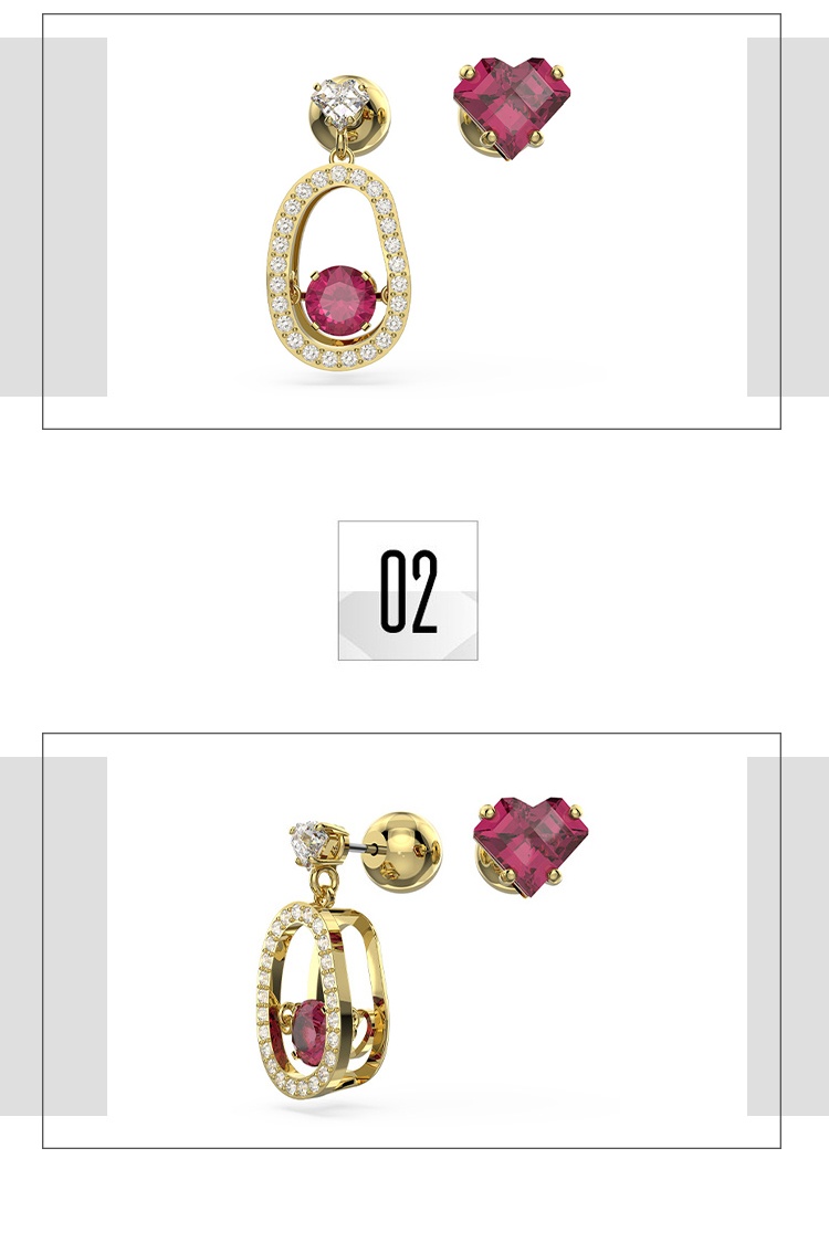 商品Swarovski|SWAROVSKI 施华洛世奇 CARITI 水滴形耳环 红豆造型 女 不对称 礼物 5634705,价格¥803,第3张图片详细描述