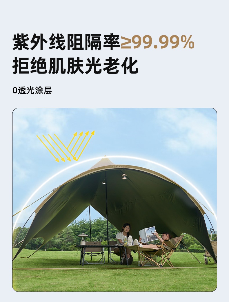 商品[国内直发] MobiGarden|黑胶天幕户外露营防雨防紫外线大空间遮阳棚蝶形牛津观庭,价格¥972,第19张图片详细描述