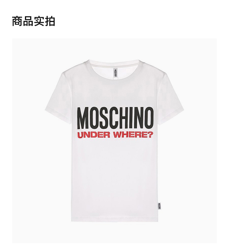 商品[国内直发] Moschino|Moschino 莫斯奇诺 女士白色LOGO图案短袖T恤 A1904-9003-0001,价格¥607,第3张图片详细描述