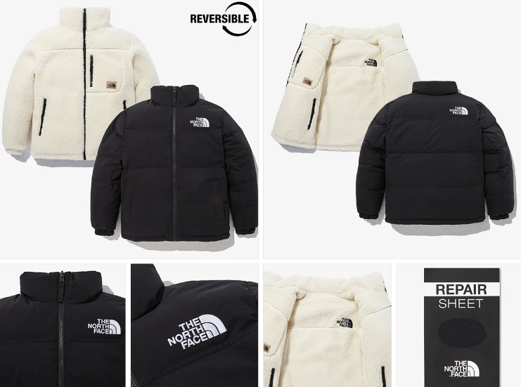 商品The North Face|【享贝家】（国内现货-LY）北面 FW22 户外休闲双面穿羽绒服 棉服 男女同款 黑色 NJ1DN77A,价格¥1270,第5张图片详细描述