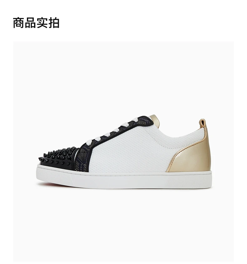 商品Christian Louboutin|CHRISTIAN LOUBOUTIN 男士白黑金拼色鞋头铆钉装饰系带运动鞋 3200992-CMA3,价格¥4974,第4张图片详细描述