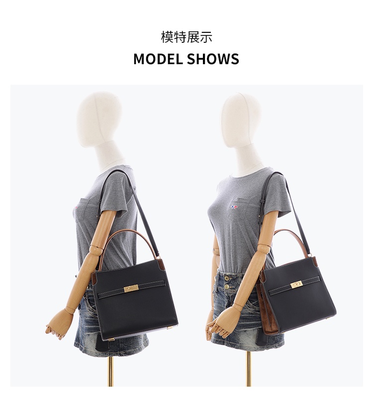商品[国内直发] Tory Burch|TORY BURCH Lee Radziwill Double哑光高级精致 牛皮 单肩斜挎手提包 小号 女款 黑色,价格¥6664,第6张图片详细描述
