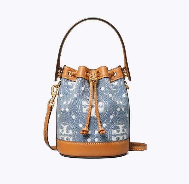 商品Tory Burch|汤丽柏琦T MONOGRAM 迷你撞色压花水桶包（香港仓发货）,价格¥2567,第22张图片详细描述