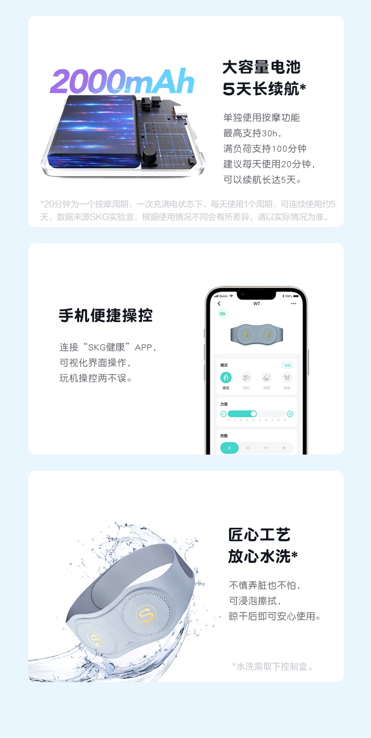 商品[国内直发] SKG|腰部按摩器 腰部按摩仪 多功能揉捏 无线智控 腰部热敷 王一博同款 W7智能按摩腰带,价格¥535,第26张图片详细描述