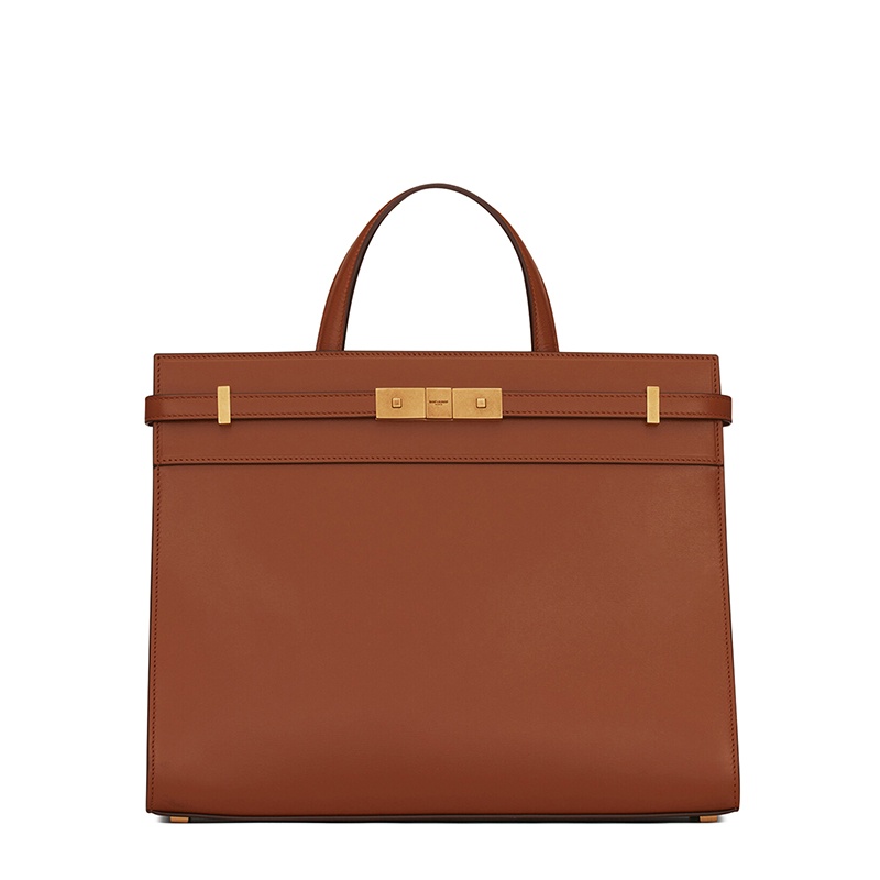 商品Yves Saint Laurent|SAINT LAURENT PARIS/圣罗兰 21新款 MANHATTAN系列 女士小号砖红色小牛皮磁性夹扣购物手提斜挎单肩曼哈顿包,价格¥18289,第2张图片详细描述