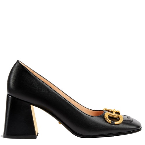商品Gucci|【包税】GUCCI/古驰 女士黑色皮革中跟高跟浅口鞋643886C9D001000,价格¥6451,第6张图片详细描述