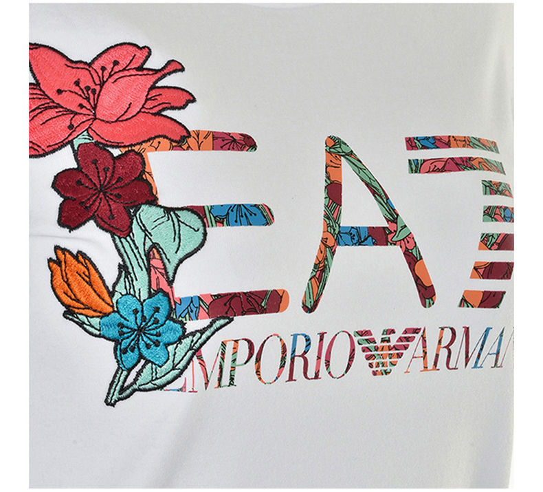 商品Emporio Armani|Emporio Armani 安普里奥 阿玛尼 女士浅蓝色棉质短袖T恤 3ZTT89-J12Z-1100,价格¥564,第10张图片详细描述