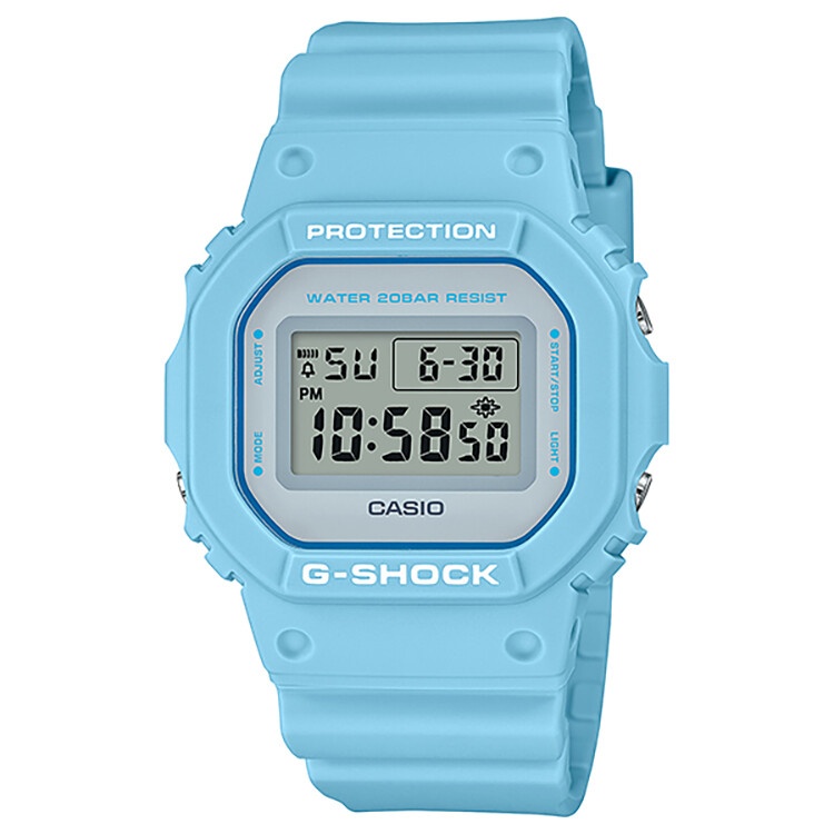 商品[国内直发] Casio|卡西欧（CASIO）手表 G-SHOCK YOUTH系列 防震防水电子荧光照明运动男女手表 DW-5600SC-2-浅蓝色-DW-5600SC-2,价格¥737,第4张图片详细描述