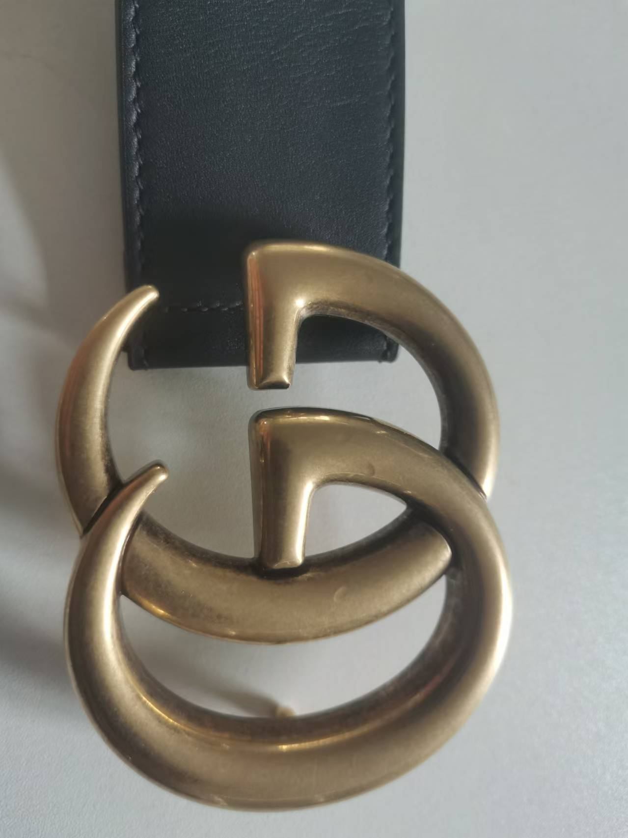 商品[国内直发] Gucci|GUCCI古驰双G金色平滑扣腰带男款4cm微瑕,价格¥2527,第1张图片详细描述