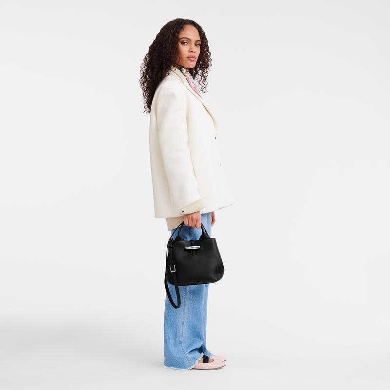 商品Longchamp|珑骧 Le Roseau系列小号女士黑色皮革手提包 10273HFP001,价格¥5350,第8张图片详细描述