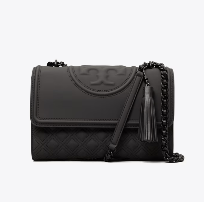 商品Tory Burch|汤丽柏琦 TB菱形绗缝浮雕印花编织链条翻盖单肩斜挎包女款黑色（香港仓发货）,价格¥3580,第11张图片详细描述