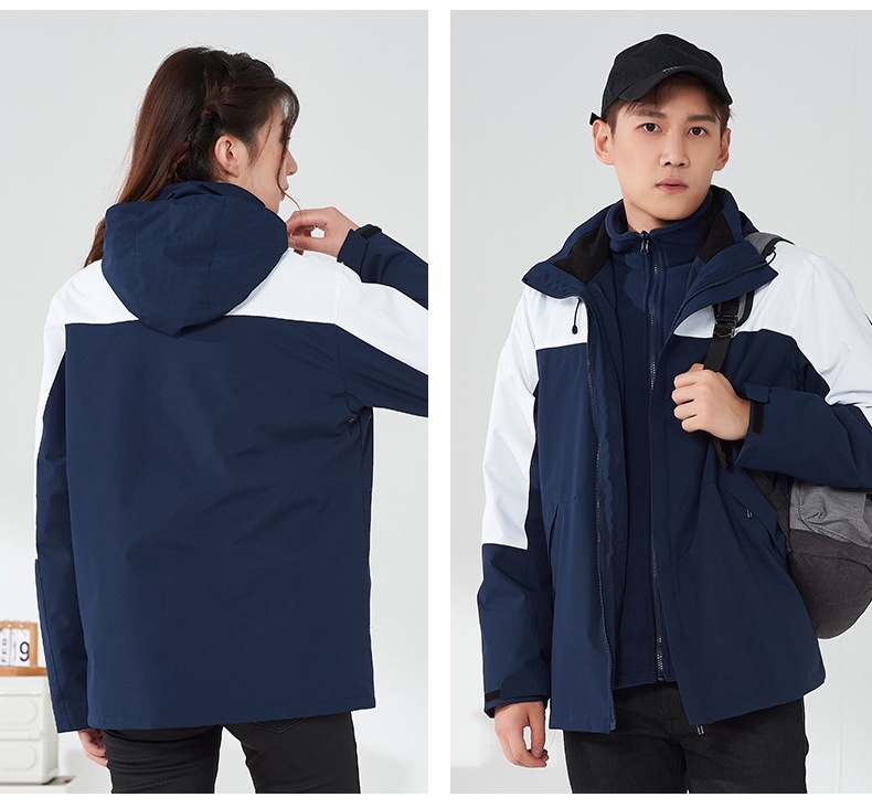 商品[国内直发] GLENVINTEN|2023新款户外冲锋��衣三合一单层春夏两件套男女同款软壳防风登山服套装,价格¥370,第21张图片详细描述