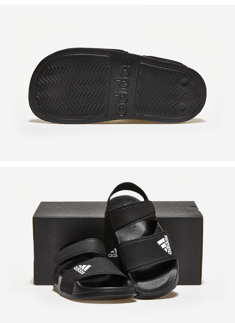 商品Adidas|【Brilliant|包邮包税】阿迪达斯 ADILETTE SANDAL K 儿童  凉鞋 沙滩鞋 运动凉鞋 拖鞋  GW0344 CBLACK/FTWWHT/CBLACK,价格¥237,第3张图片详细描述
