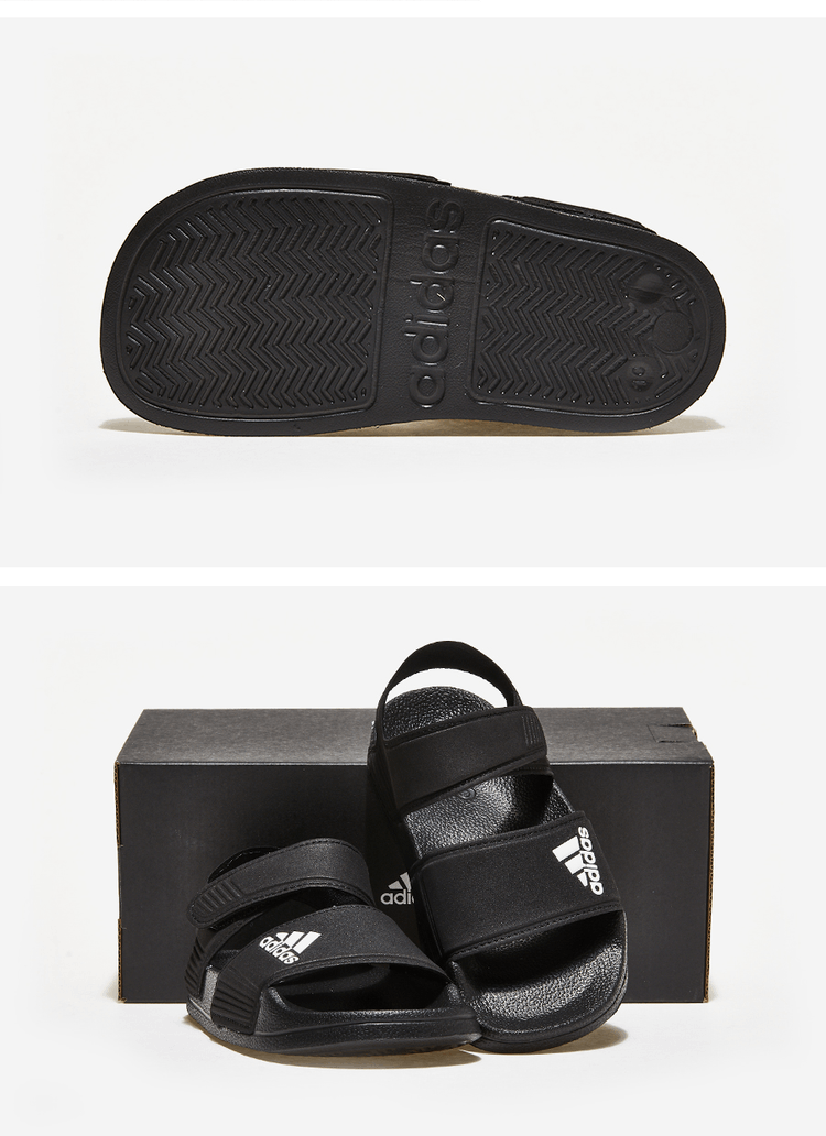 商品Adidas|【Brilliant|包邮包税】阿迪达斯 ADILETTE SANDAL K 儿童  凉鞋 沙滩鞋 运动凉鞋 拖鞋  GW0344 CBLACK/FTWWHT/CBLACK,价格¥238,第3张图片详细描述