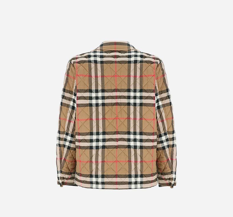 商品Burberry|Burberry博柏利 男士棕色格纹单排扣贴袋长袖棉服,价格¥2634,第5张图片详细描述