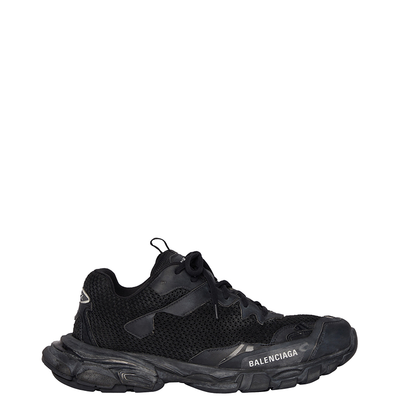 商品Balenciaga|Balenciaga/巴黎世家 22年春夏新款 TRACK.3系列 女士黑色网布尼龙做旧效果运动鞋700873W3RF11090,价格¥6627,第2张图片详细描述