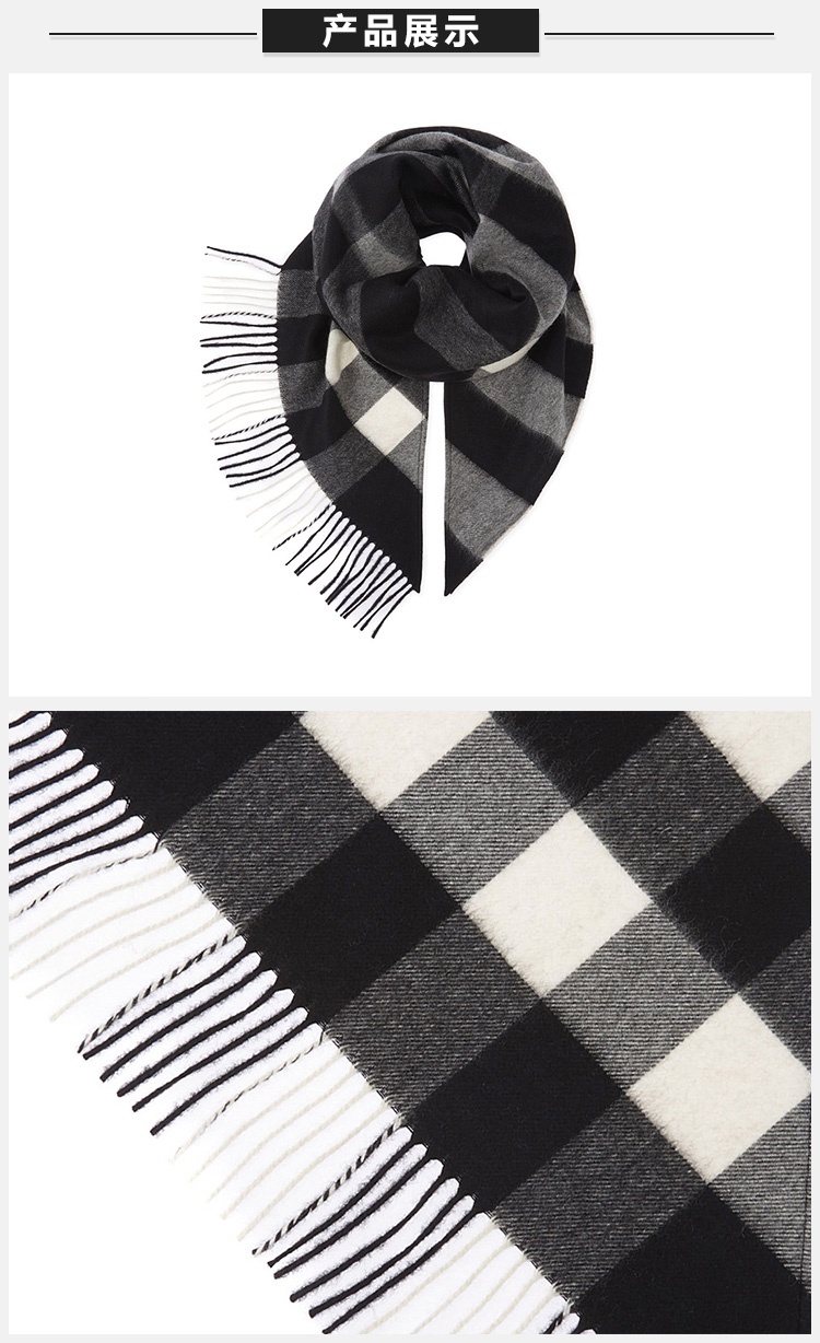 商品[国内直发] Burberry|Burberry 巴宝莉 女士灰色格纹羊绒围巾 4065350-灰色,价格¥3320,第2张图片详细描述