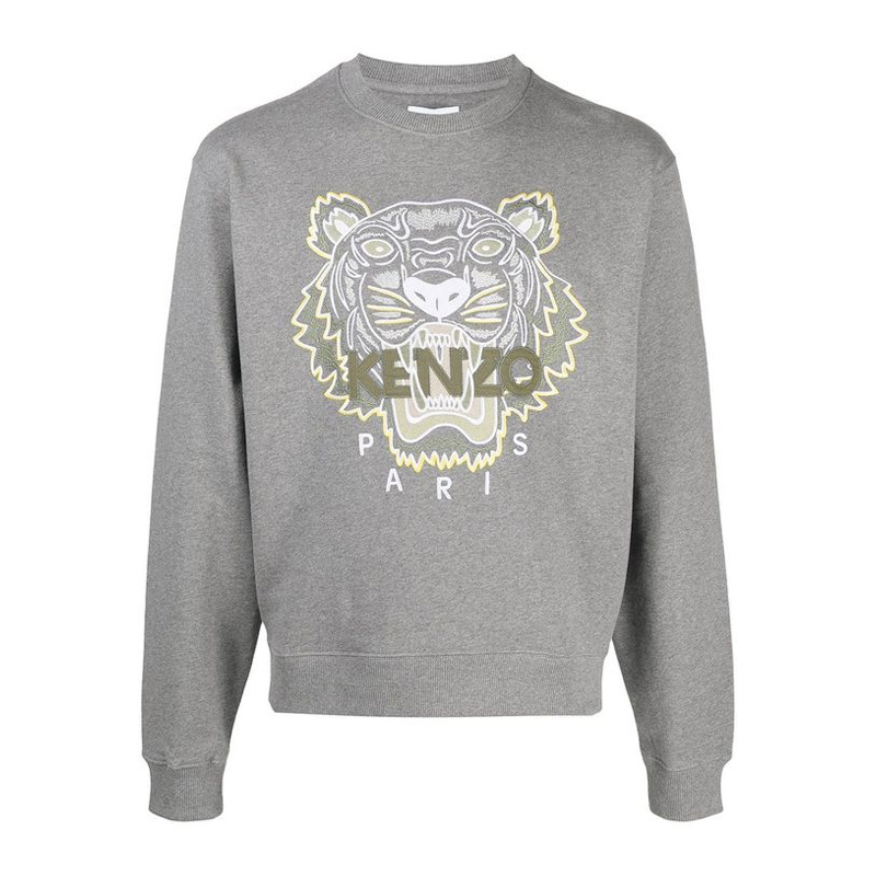 商品Kenzo|KENZO 男士灰色虎头圆领卫衣 FB55SW1104XA-95,价格¥1234,第3张图片详细描述