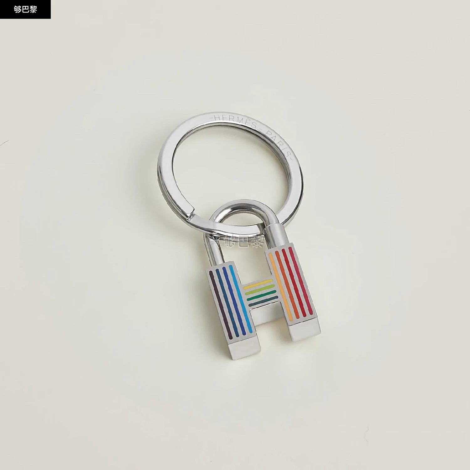 商品Hermes|【预售】 爱马仕 24秋冬 男士 钥匙扣 Porte-clés Cadenas Quizz Rainbow H077309FP02,价格¥3934,第2张图片详细描述