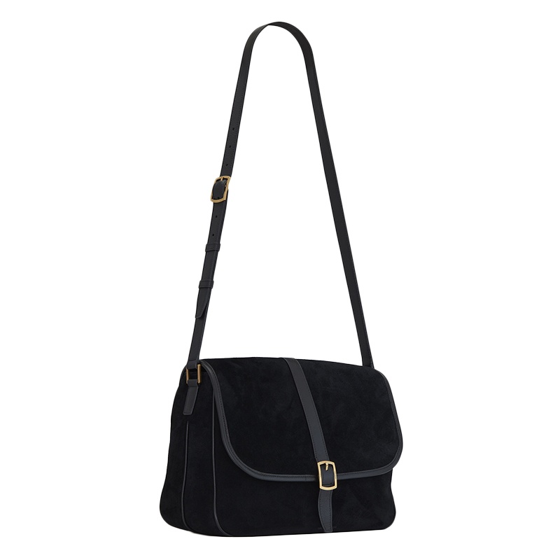 商品Yves Saint Laurent|SAINT LAURENT PARIS/圣罗兰 新款SORBONNE系列 黑色复古绒面革和皮革翻盖斜跨单肩包 6347910UDZW1000,价格¥13417,第5张图片详细描述