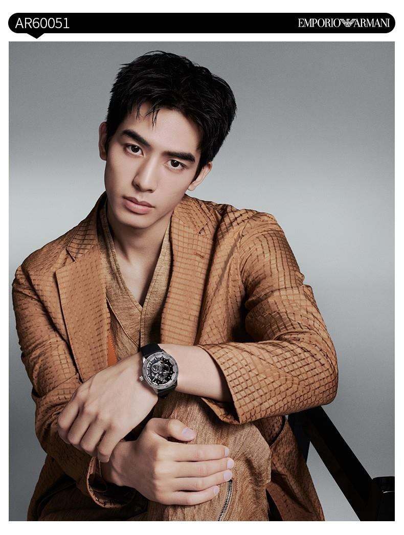 商品[国内直发] Emporio Armani|2022款镂空自动机械时尚休闲钢带绿色手表男款AR60053,价格¥3141,第3张图片详细描述