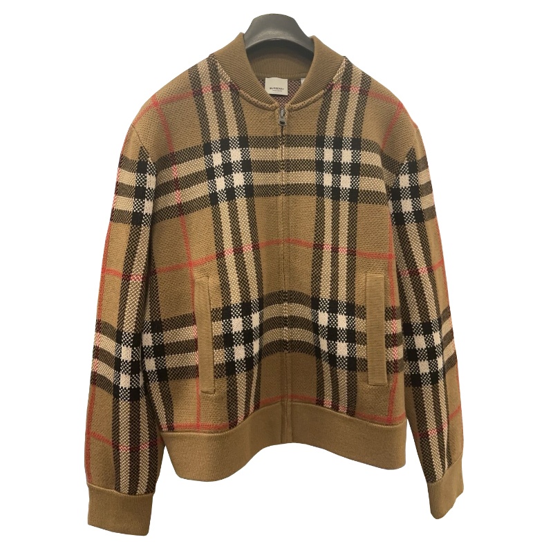 商品Burberry|【现货】博柏丽 男士棕色拼色羊毛拉链针织开衫 80911641,价格¥3237,第2张图片详细描述
