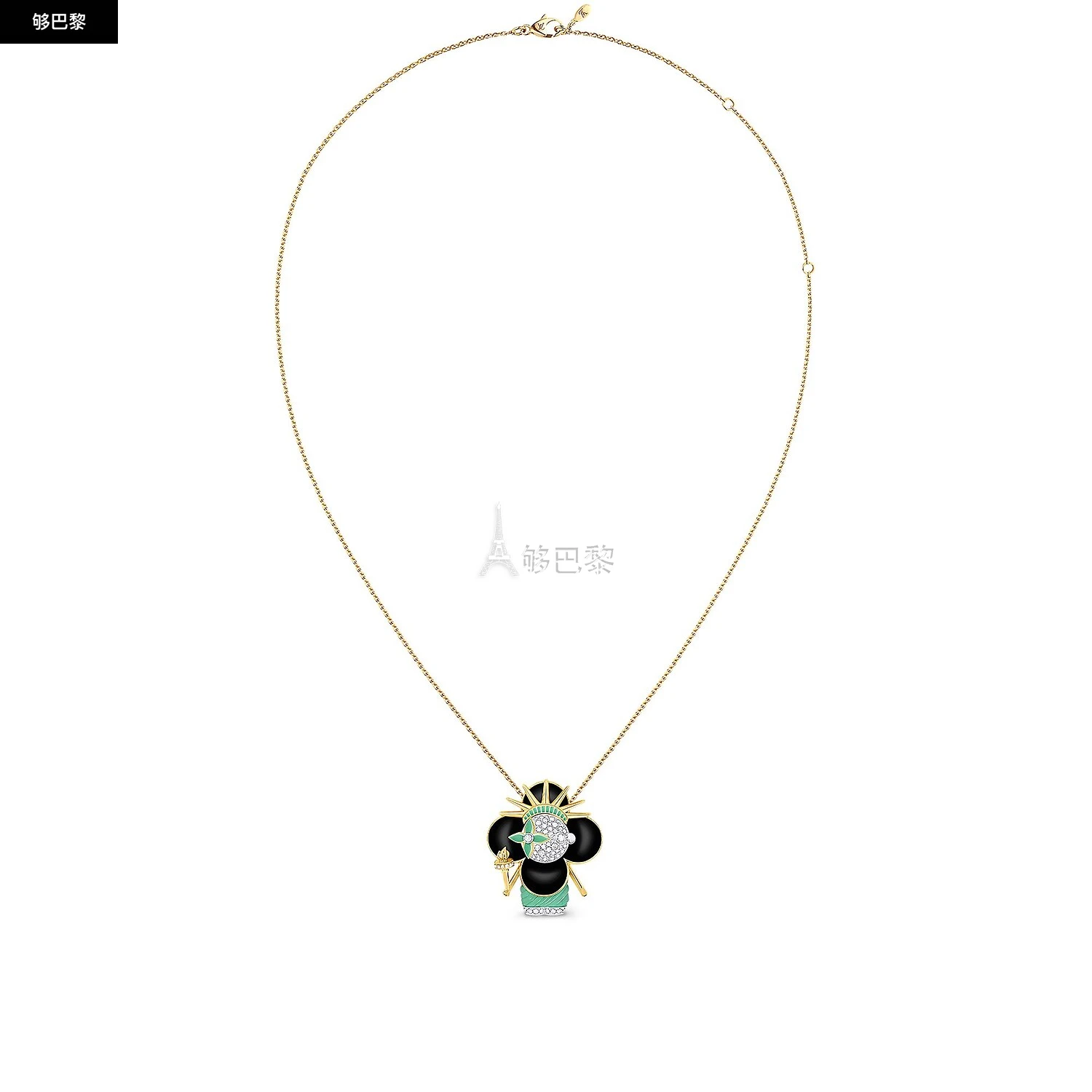 商品Louis Vuitton|【预售】 LV路易威登 25春夏 女士 吊坠 VIVIENNE STATUE OF LIBERTY 18K 金漆光钻石项链 Q93904 ,价格¥365144,第2张图片详细描述