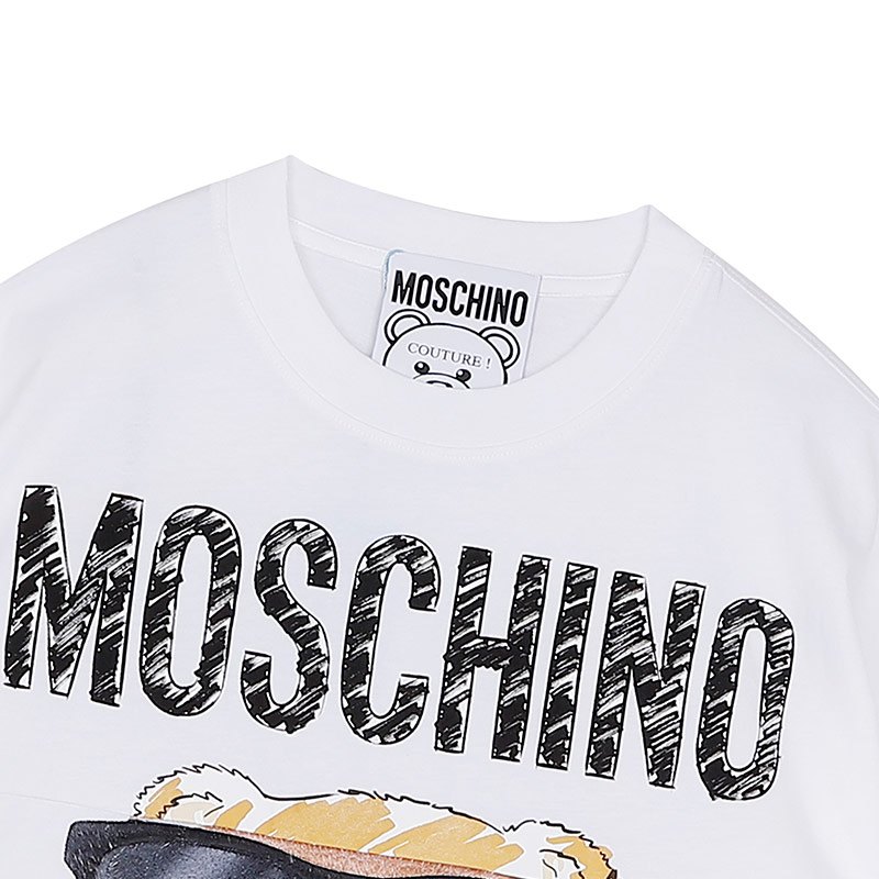 商品[国内直发] Moschino|MOSCHINO/莫斯奇诺 女士白色棉质刺绣印花拼接小熊中袖连衣裙04545540 V3001（清仓特价）,价格¥1911,第6张图片详细描述