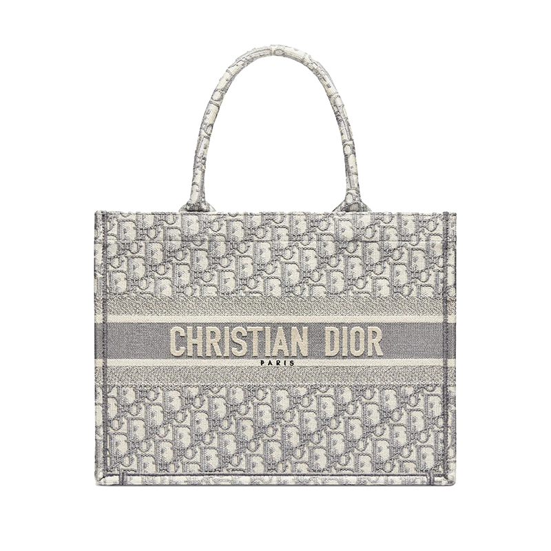 商品Dior|DIOR/迪奥 BOOK TOTE系列 小号灰色帆布老花刺绣提纹手提托特包 ,价格¥21703,第2张图片详细描述