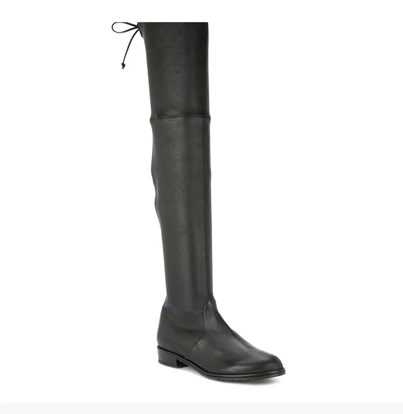 商品Stuart Weitzman|STUART WEITZMAN 女士黑色小牛皮过膝系带长靴 LOWLAND-LUN-BLACK,价格¥3572,第5张图片详细描述
