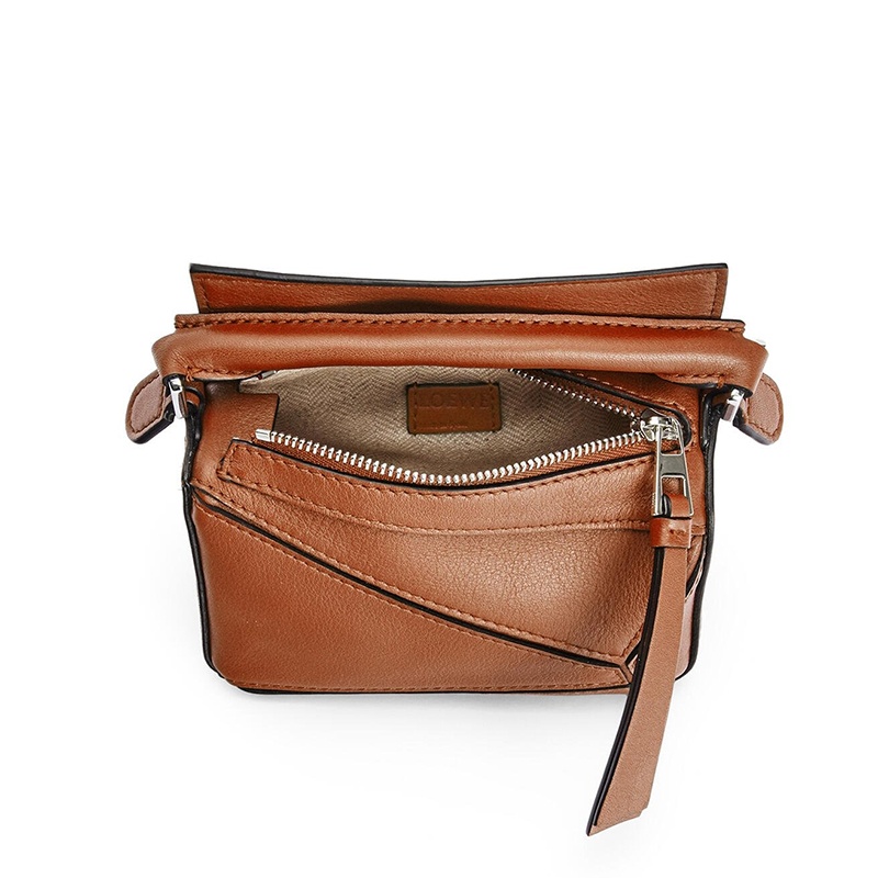 商品Loewe|【包税】LOEWE/罗意威 21早春新款Nano Puzzle系列 女士棕褐色经典小牛皮银链单肩斜挎拼图包0010531689,价格¥8694,第3张图片详细描述