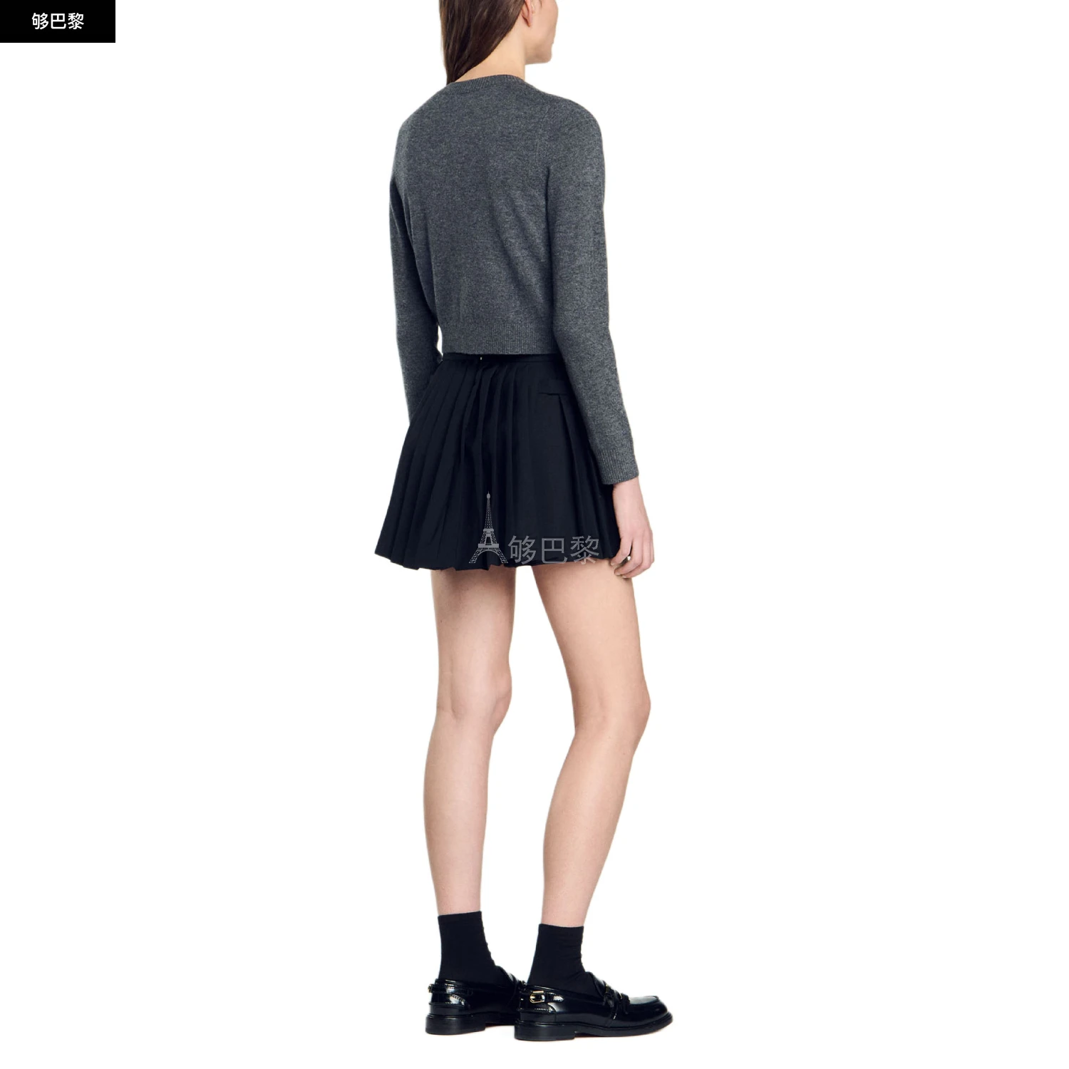 商品Sandro|【预售】 女士 针织衫 羊毛羊绒混纺开衫  SDOZ4327BCK ,价格¥2228,第4张图片详细描述