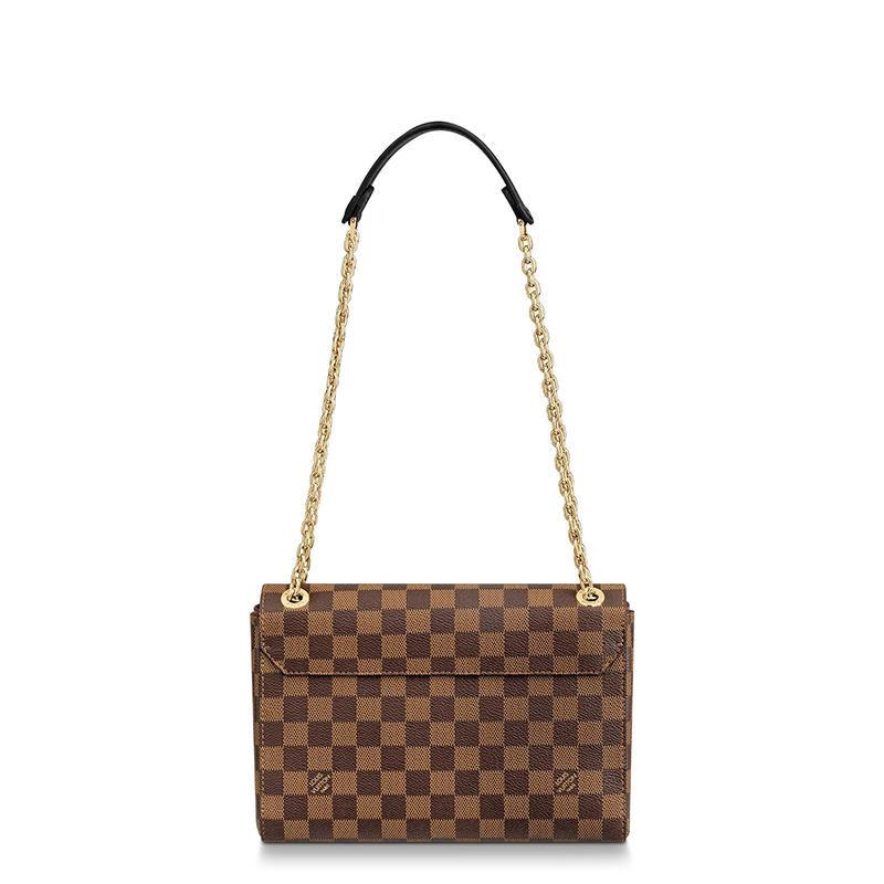 商品Louis Vuitton|预售10天 Louis Vuitton/路易威登 经典款VAVIN系列 女士小号乌木色棋盘格帆布饰黑色酒红色皮革细节金扣金链翻盖开合单肩斜跨链条包N40109,价格¥16965,第4张图片详细描述