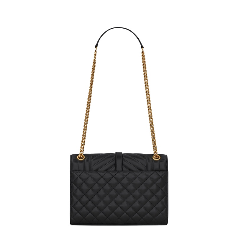 商品Yves Saint Laurent|SAINT LAURENT PARIS/圣罗兰 YSL 21秋冬新款ENVELOPE系列 女士中号黑色绗缝软皮革金扣斜挎单肩信封包,价格¥18847,第5张图片详细描述