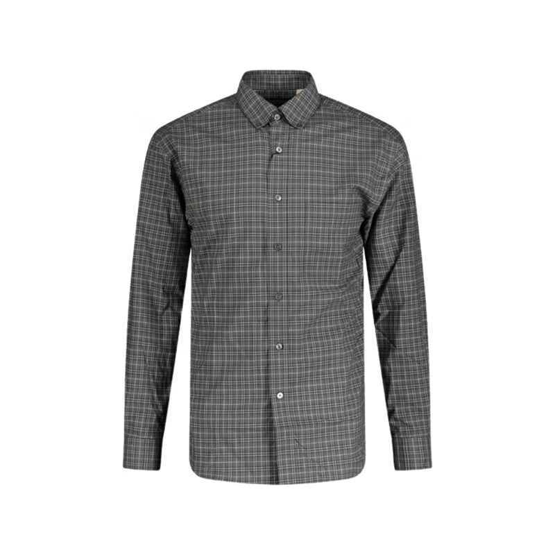 商品Burberry|BURBERRY/博柏利 男士灰色棉质迷你格纹多扣领长袖衬衫80040271,价格¥1065,第2张图片详细描述