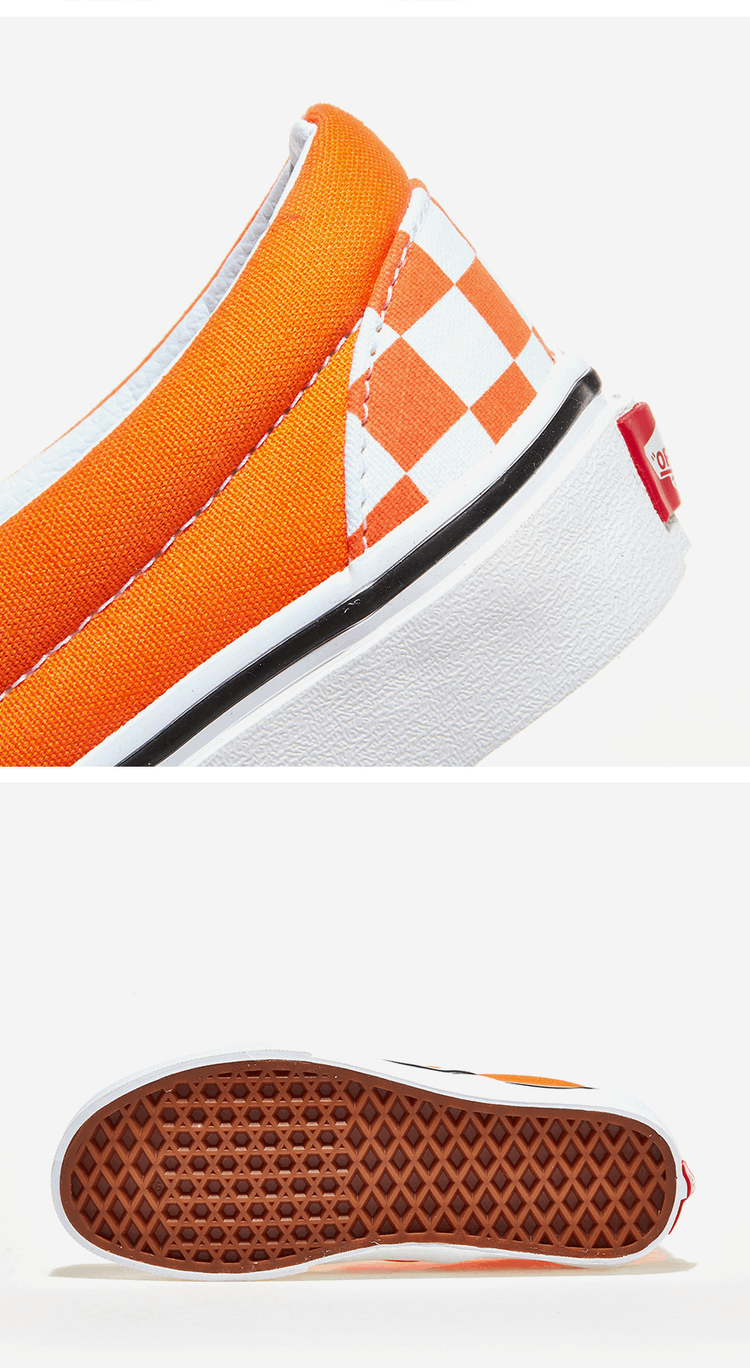 商品Vans|【韩国直邮|包邮包税】万斯 CLASSIC SLIP-ON  运动鞋 帆布鞋  VN000XG8AZZ (CHECKERBOARD) ORANGE TIGER/TRUE WHITE,价格¥369,第9张图片详细描述