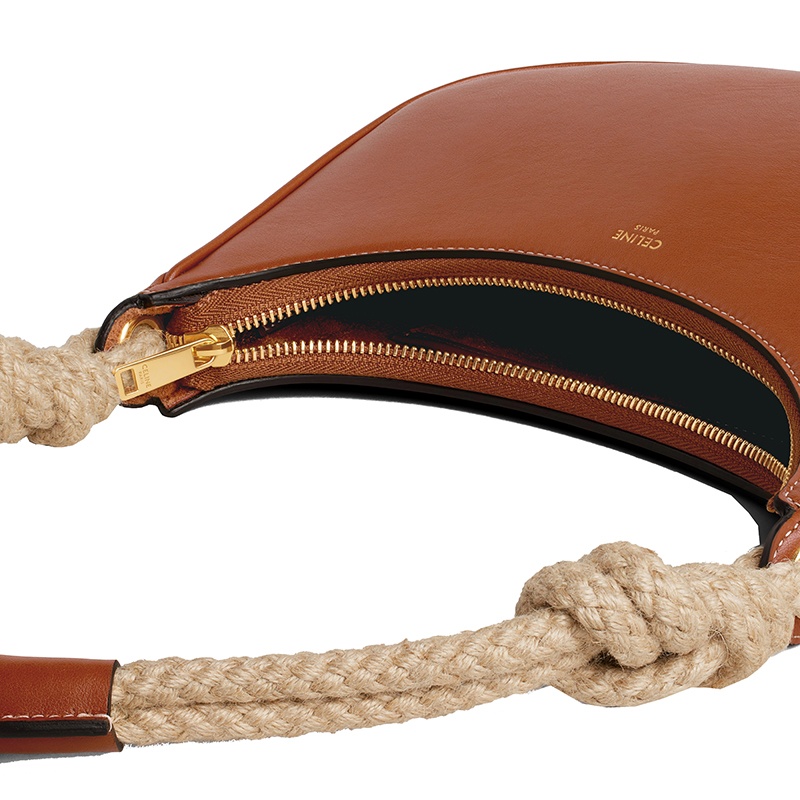 商品Celine|CELINE/赛琳 22新款AVA系列 女士棕色光滑小牛皮配绳质肩带单肩手提包 199393DGQ.04LU,价格¥13174,第2张图片详细描述
