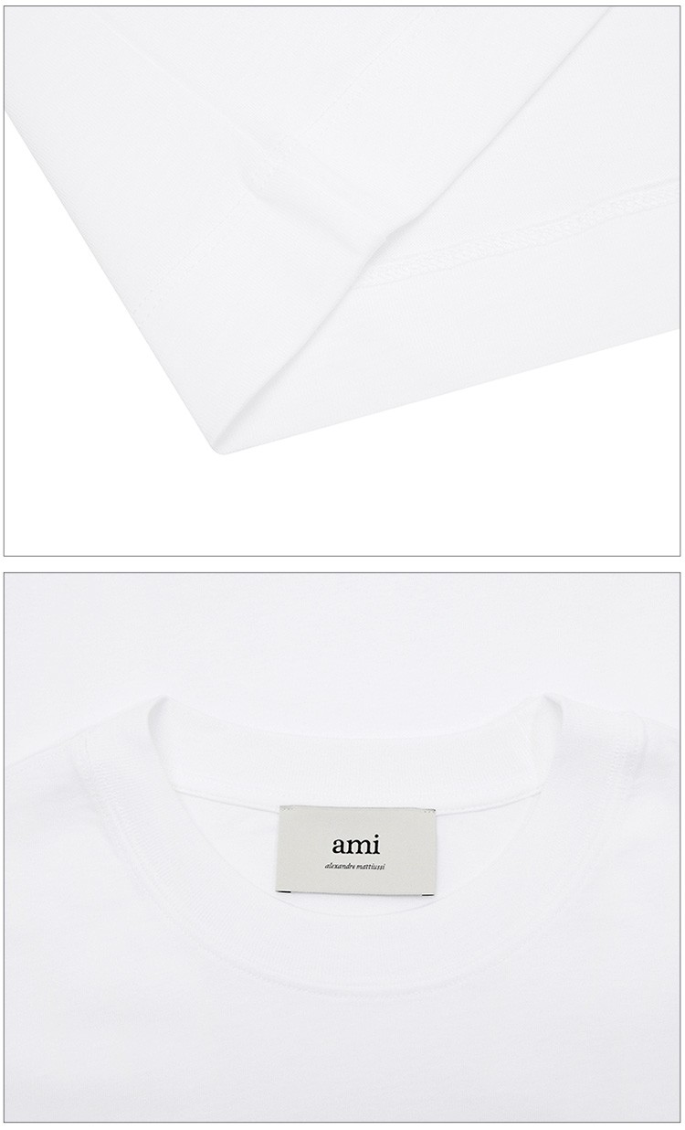 商品[国内直发] AMI|AMIPARIS爱心刺绣logo圆领套头舒适宽松纯棉长袖T恤 男女同款情侣款 黑色/白色,价格¥1099,第9张图片详细描述