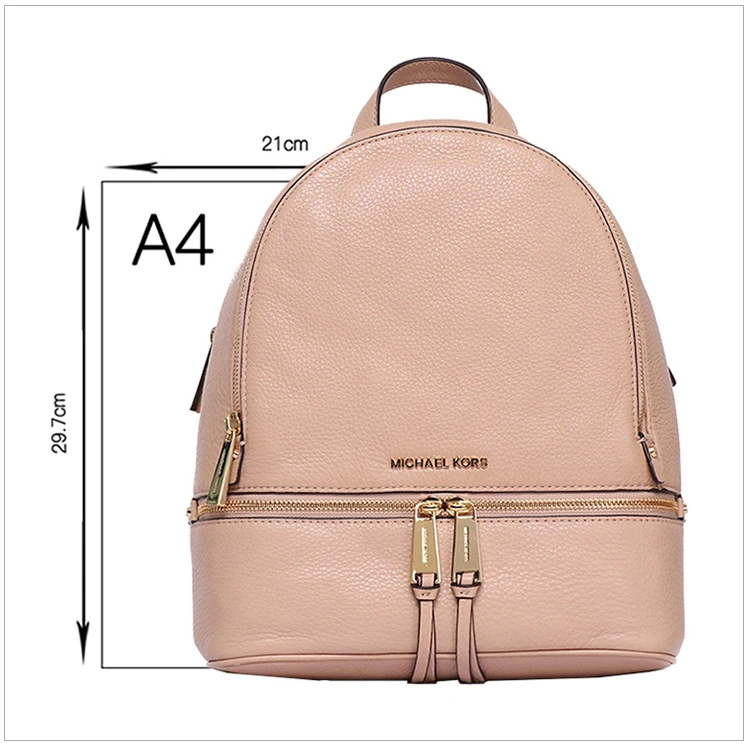 商品Michael Kors|Michael Kors 迈克高仕 女士RHEA ZIP系列裸色皮革荔枝纹中号双肩背包 30S5GEZB1L-OYSTER,价格¥1728,第6张图片详细描述