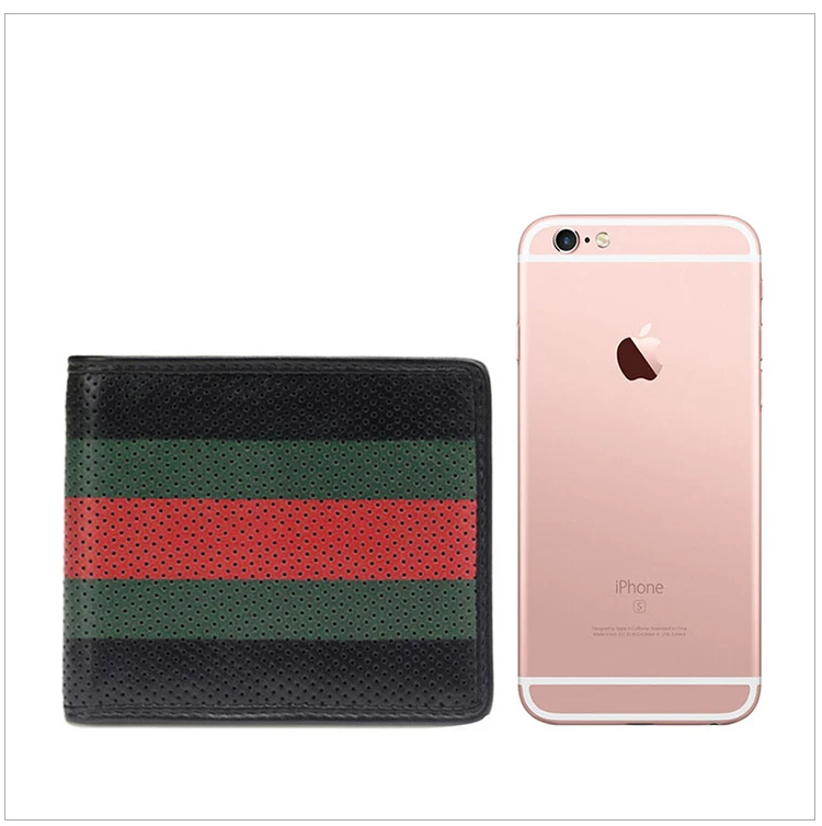 商品[国内直发] Gucci|GUCCI 古驰 男士黑绿红色皮革拼色网眼短款钱包 352260-BUZ3T-1073,价格¥2333,第13张图片详细描述