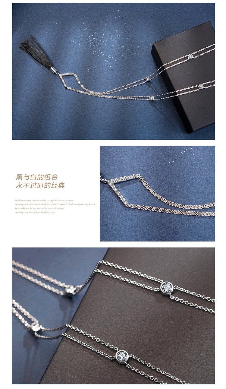 商品[国内直发] MYFD|【美国】MY FASHION DESIGN 925银 镶嵌锆石 商务经典系列 几何三角形礼服链,价格¥74,第3张图片详细描述