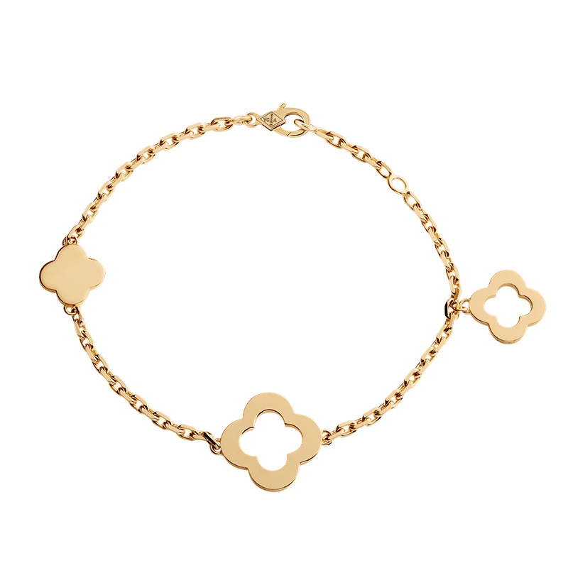 商品Van Cleef & Arpels| Van Cleef & Arpels/梵克雅宝 经典Byzantine Alhambra系列 18k金黄金镂空3四叶草手链VCARD39600,价格¥24482,第3张图片详细描述