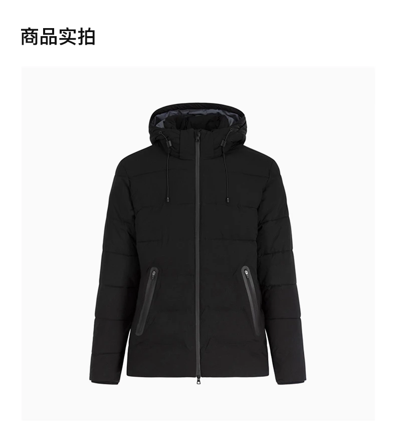 商品Emporio Armani|Emporio Armani 安普里奥 阿玛尼 男士黑色锦纶氨纶混纺连帽棉服长袖拉链外套时尚夹克 6GPB23-NB7Z-1200,价格¥1867,第4张图片详细描述