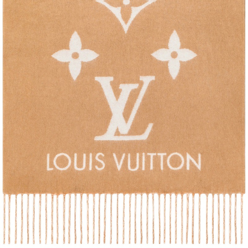 商品Louis Vuitton|Louis Vuitton/路易威登 REYKJAVIK GRADIENT系列 女士渐变米色纯羊绒花朵和老花印花围巾,价格¥6911,第3张图片详细描述