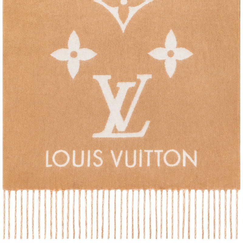 商品Louis Vuitton|Louis Vuitton/路易威登 REYKJAVIK GRADIENT系列 女士渐变米色纯羊绒花朵和老花印花围巾,价格¥7646,第3张图片详细描述