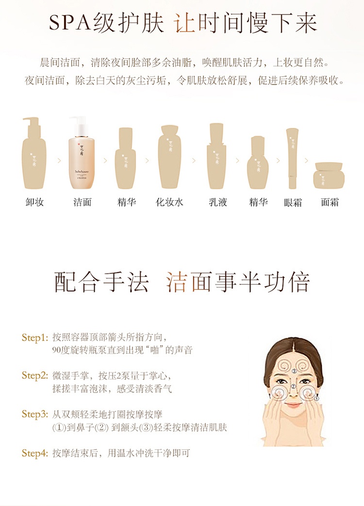 商品[国内直发] Sulwhasoo|SULWHASOO 雪花秀 顺行氨基酸洗面奶柔和泡沫洁颜乳 200毫升,价格¥115,第2张图片详细描述