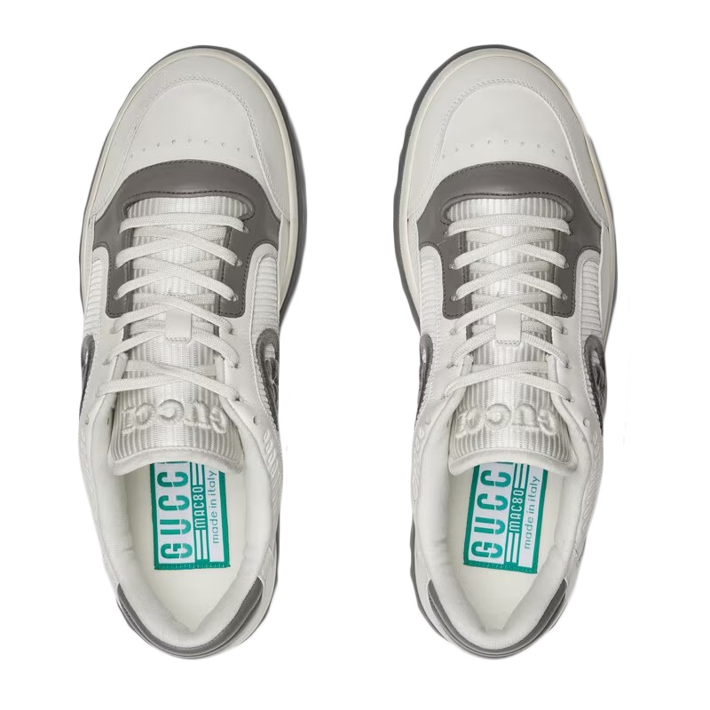 商品Gucci|古驰23新款 MAC80男士白配灰色皮革运动鞋,价格¥6149,第5张图片详细描述
