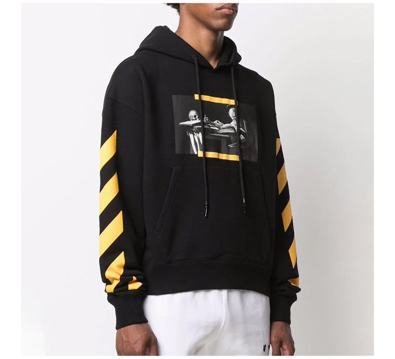 商品Off-White|OFF WHITE 男士黑色油画印花连帽卫衣 OMBB037F21FLE011-1084,价格¥2735,第7张图片详细描述