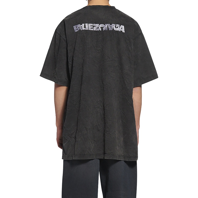 商品Balenciaga|Balenciaga/巴黎世家 22年春夏新款 TURN系列 男士黑色纯棉艺术画刺绣短袖T恤675016TLVB39034,价格¥4554,第6张图片详细描述