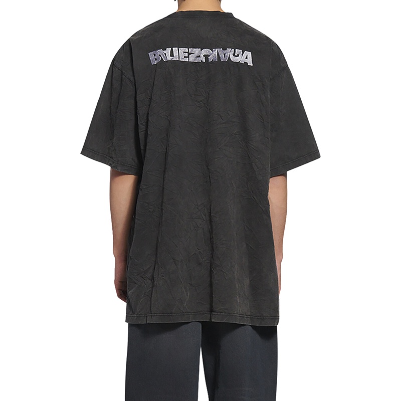 商品Balenciaga|Balenciaga/巴黎世家 22年春夏新款 TURN系列 男士黑色纯棉艺术画刺绣短袖T恤675016TLVB39034,价格¥4627,第6张图片详细描述